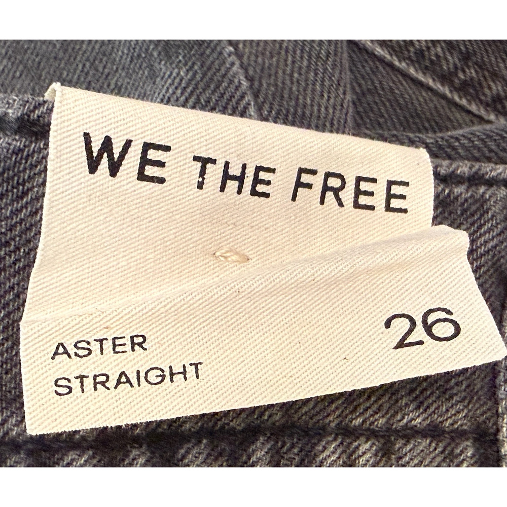 NEW FREE PEOPLE WE THE FREE ASTEROID BLACK ASTER STRAIGHT LEG JEANS SZ 26 - Picture 4 of 7